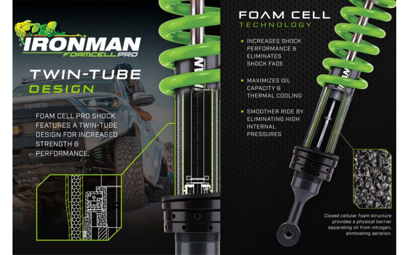 Amortizor FATA FoamCell PRO pentru off road EXTREM strut reglabil - reparabil pentru lift 0-50 mm